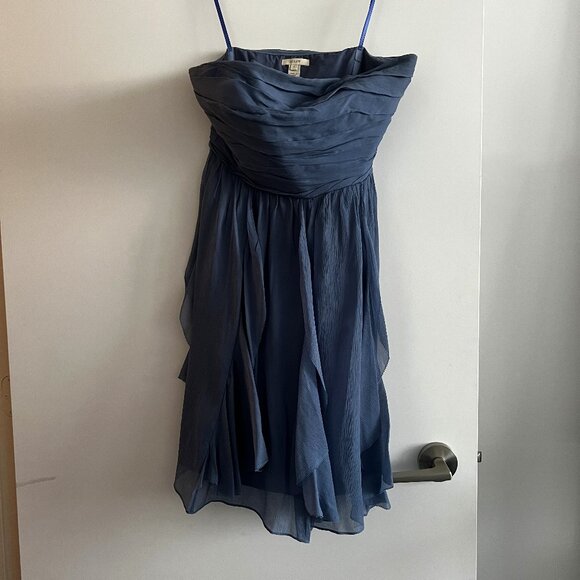 Vintage J Crew Strapless Silk Chiffon Dress Size 4 - Picture 2 of 9